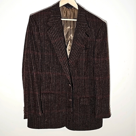 Perry ellis vintage fine pure wool blazer. Plaid Garfinckels. Made in US…preppy - Picture 1 of 16